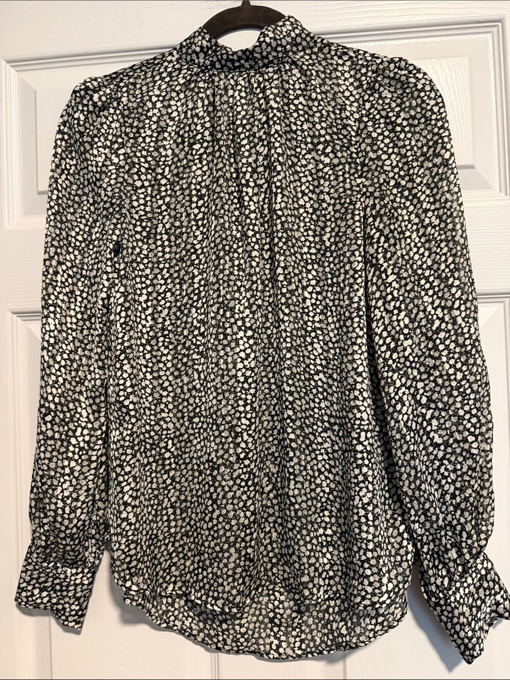 H&M Black and White Printed Long-Sleeve Blouse
